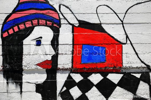 Picture of Girl with cap graffiti-spain